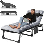 Slsy 5-Position Adjustable Folding Lounge Chair And Cot - 75.2" x 25.6" x 11.8"