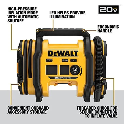 DEWALT 20V MAX Tire Inflator With Automatic Shut-Off And LED Light - DCC020IB