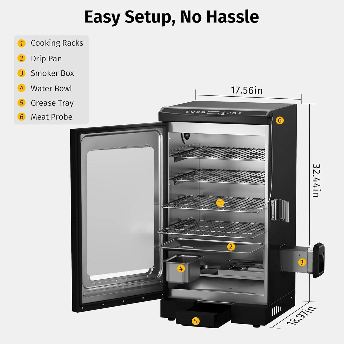 EAST OAK 30 in Outdoor Electric Smoker With Built-In Meat Probe