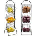 3-Tier Wall-Mounted Steel Storage Rack With Removable Baskets - Black