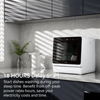 Hermitlux Portable Countertop Dishwasher, 5L Built-In Water Tank, 4 Place Settings - HMX-DW03