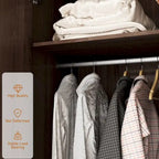 2-Door Wardrobe Closet Armoire With 2 Drawers And Clothes Rail - 70.9H x 31.5W x 19.1D