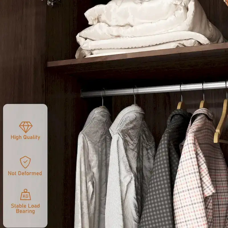 2-Door Wardrobe Closet Armoire With 2 Drawers And Clothes Rail - 70.9H x 31.5W x 19.1D