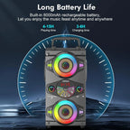 Portable Bluetooth Party Speaker, 60W, Wood, 9.1 x 6.8 x 12.6 Inches - A52
