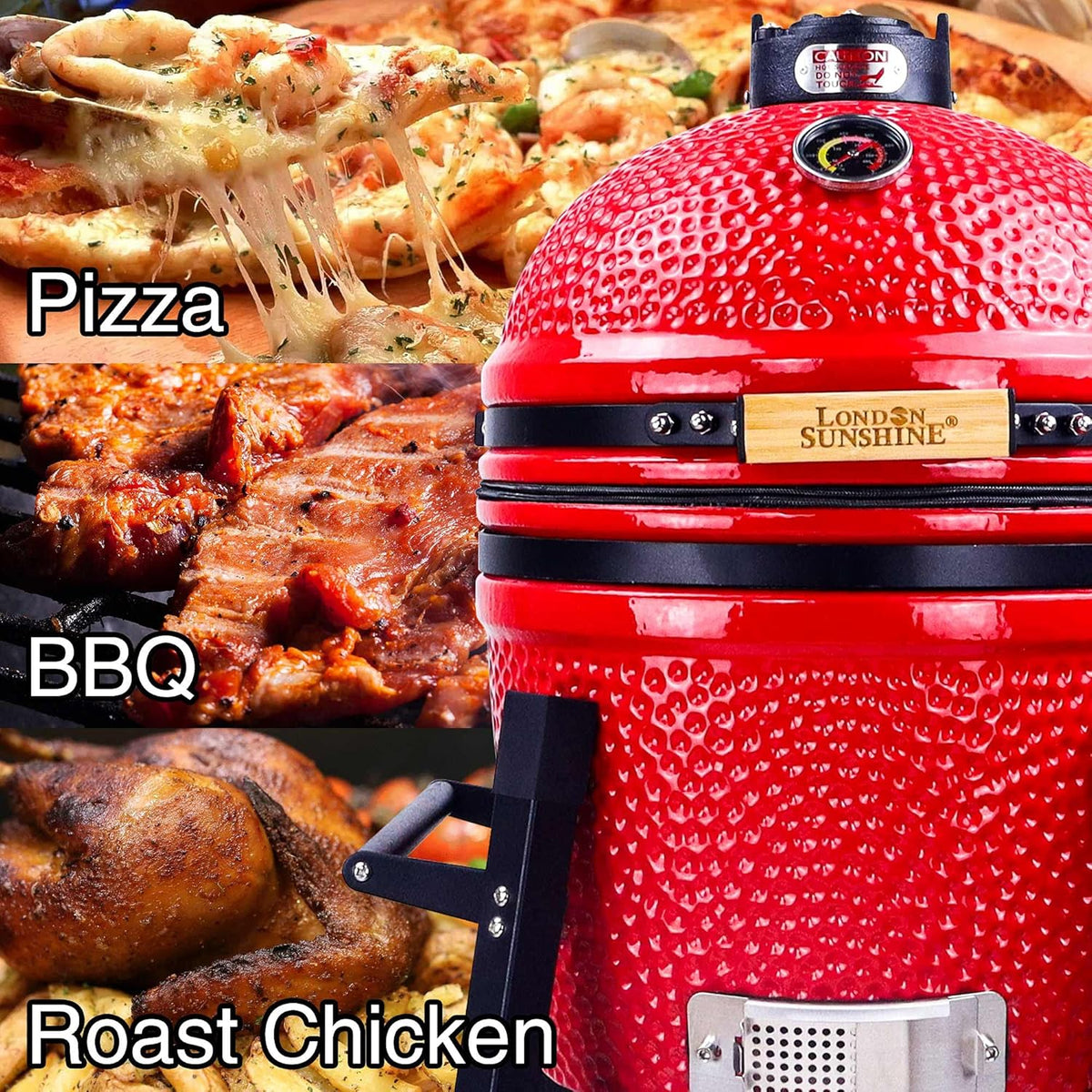 Ceramic Kamado Charcoal Grill And Smoker, 15 inch Ceramic, Green - With Tall Stand