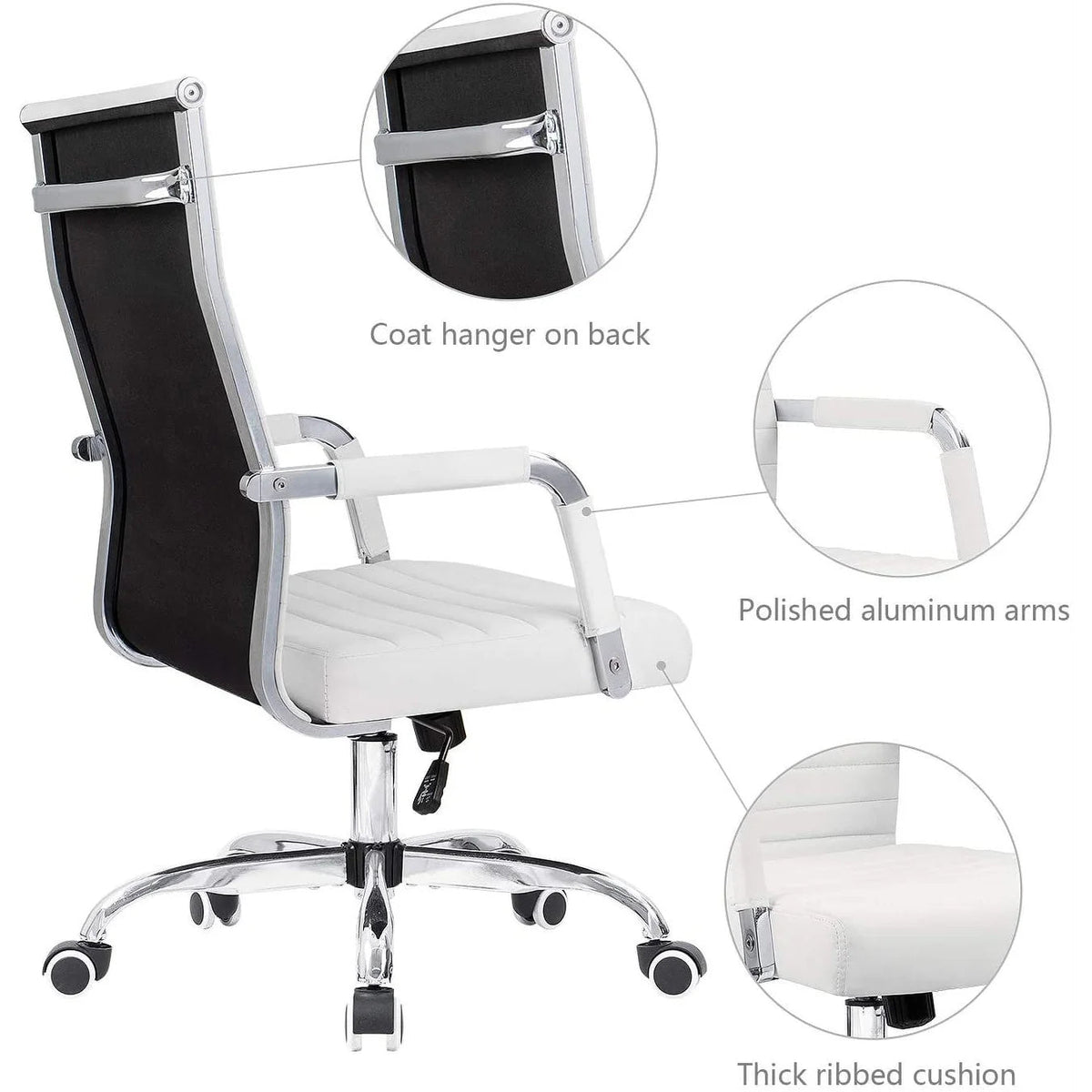 Ergonomic High-Back Office Chair With PU Leather Upholstery And 360-Degree Swivel