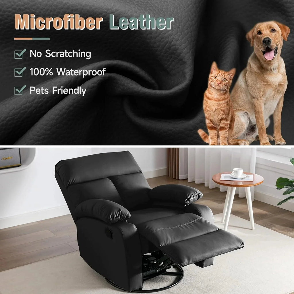 Swivel Rocker Recliner Chair For Compact Spaces - 32in D x 30.2in W x 38.9in H