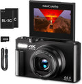 VJIANGER 4K 64MP Digital Camera With 3 inch 180 Degree Flip Screen, 18X Digital Zoom, 32GB Micro SD Card - YL15-W08-C-Black