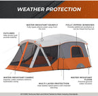 CORE 12 Person Straight Wall Cabin Tent, 16 x 11 Feet, Orange - SUVELAM
