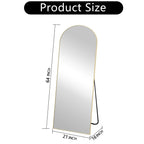 Full-Length Floor Mirror 64x21, Aluminum Alloy Frame With Stand And Wall Mount Option