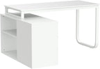 L-Shaped Computer Desk With 3 Drawers, 2 Shelves, And 55 Inch Work Surface