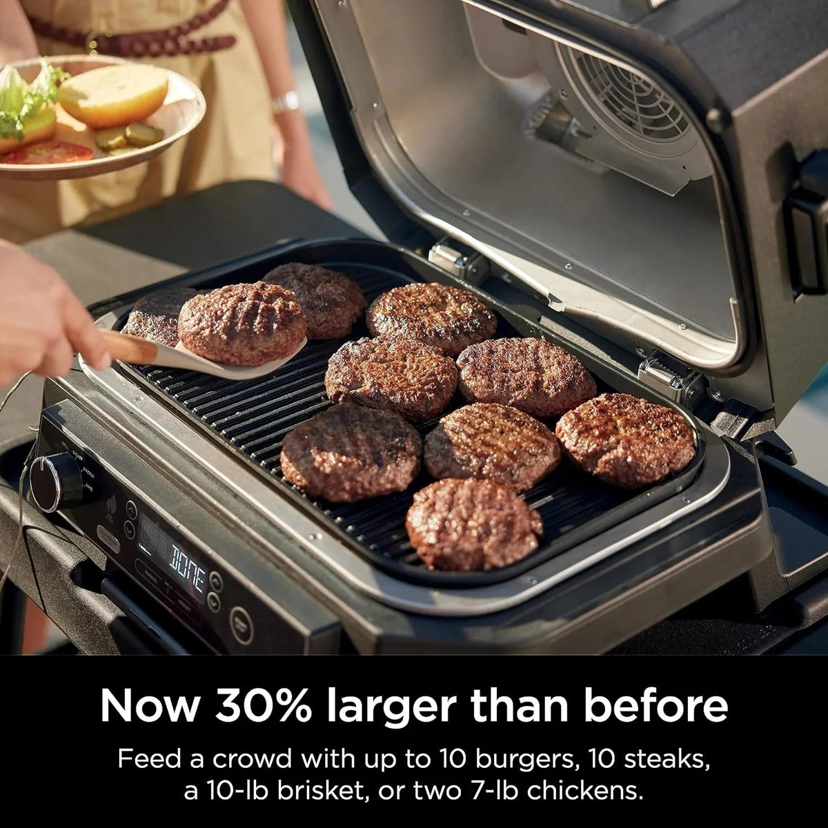 Ninja 7-in-1 Portable Electric Outdoor Grill And Smoker With Thermometer, Grey - OG751BRN