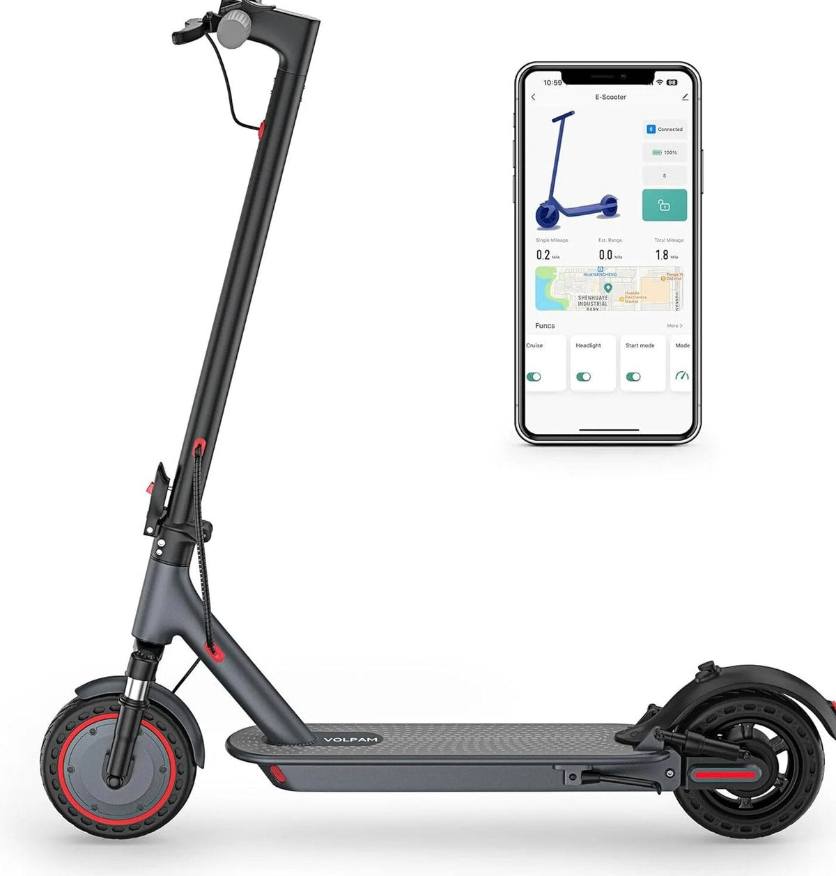 Electric Scooter 10 Inch Solid Tires, 500W, Dual Suspension
