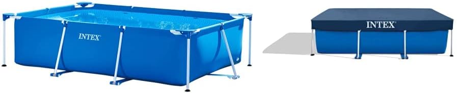 Intex Small Frame Rectangular Pool 260 X 160 X 65 Cm, 2.282 Litros With 300 X 200 Cm Cover - 28271Np/28038