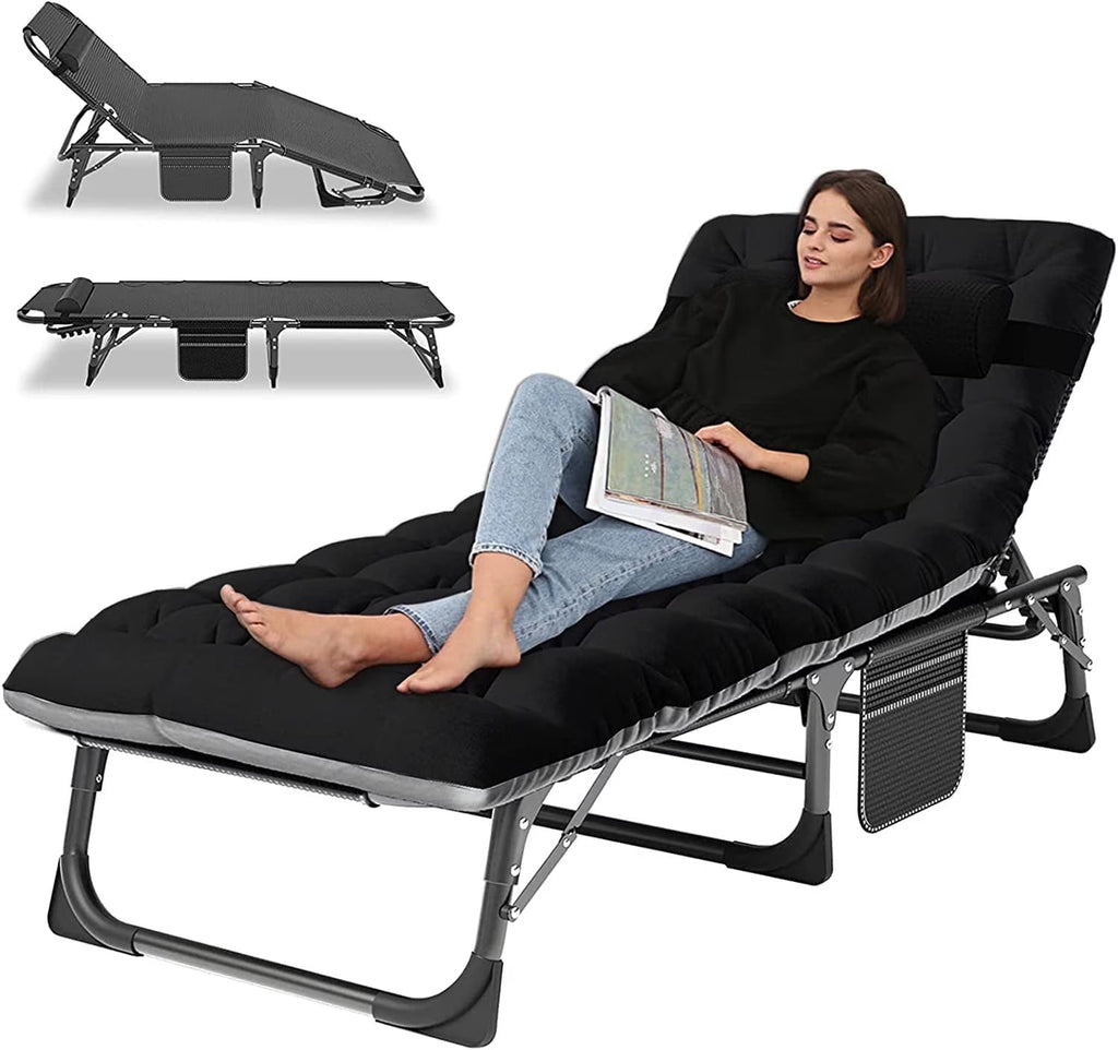 Slsy 5-Position Adjustable Folding Lounge Chair And Cot - 75.2" x 25.6" x 11.8"