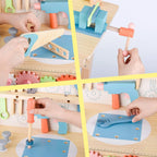 Toywoo Children's Wooden Tool Workbench With Tool Set, 23.5 x 11.7 x 31.3 in - WQSJ-ETXLT-SBN01