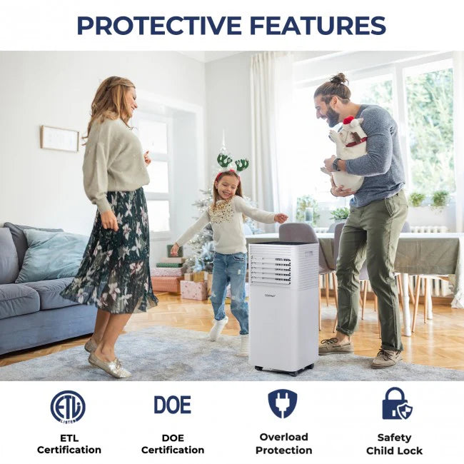 8000 BTU 3-in-1 Portable Air Conditioner With Dehumidifier And Fan Mode