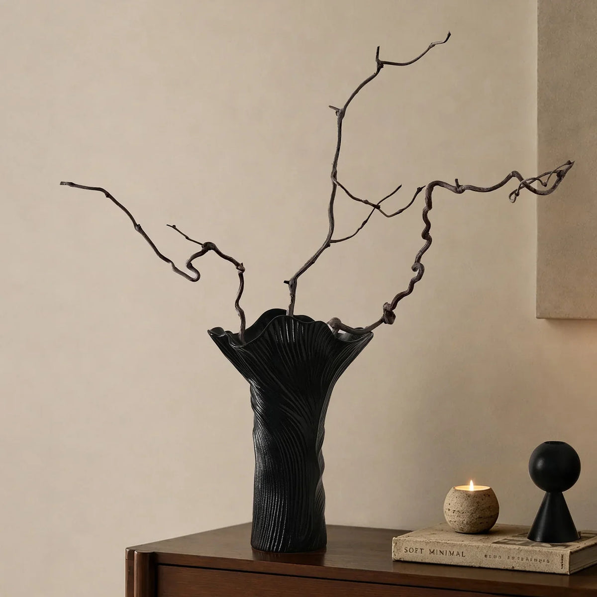 Modern Textured Ceramic Decorative Vase With Matte Finish