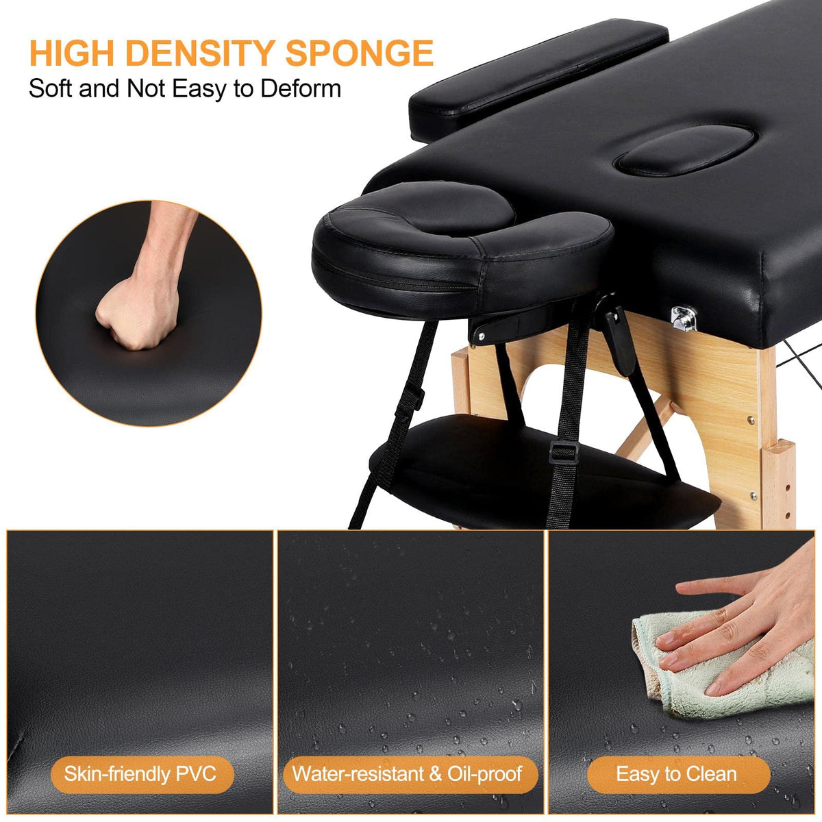 Yaheetech Portable Foldable Massage Table With Adjustable Headrest - 25in To 33.3in