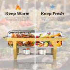 EffiQ-Rate Stainless Steel Chafing Dishes, 4 Pack, 9 QT, Silver And Gold - 7 Pans