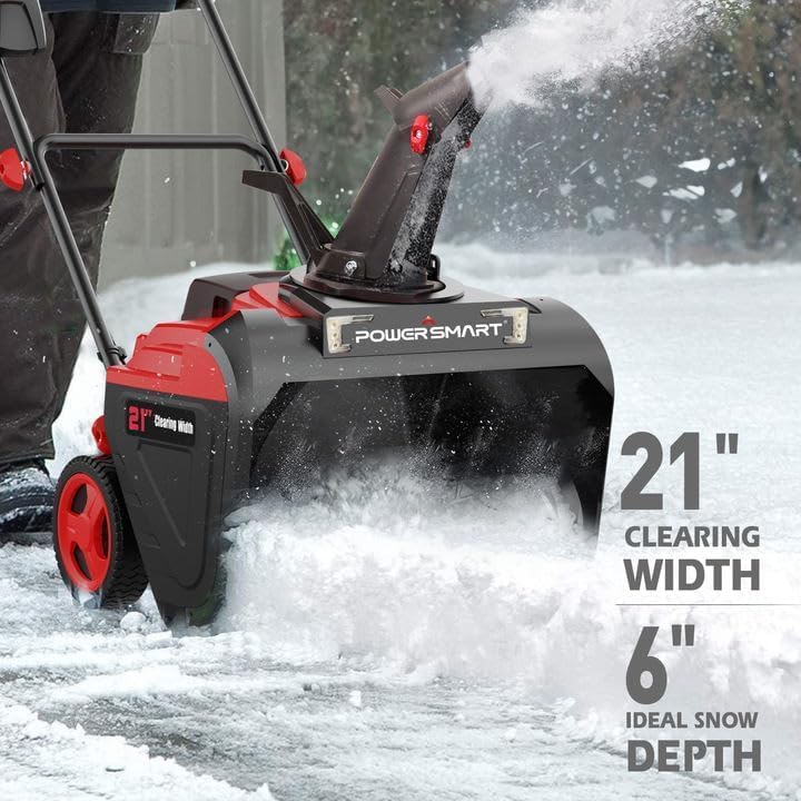 PowerSmart 40V Cordless Snow Blower 21in Cleaning Width / 6in Cleaning Depth - LED Light