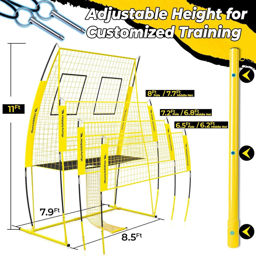 Adjustable Volleyball Training Net System 8x11 Feet With Volleyball
