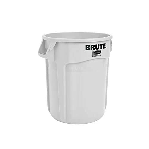 Heavy-Duty Round Trash Can, 20 Gallon, White, 6 Pieces Per Set