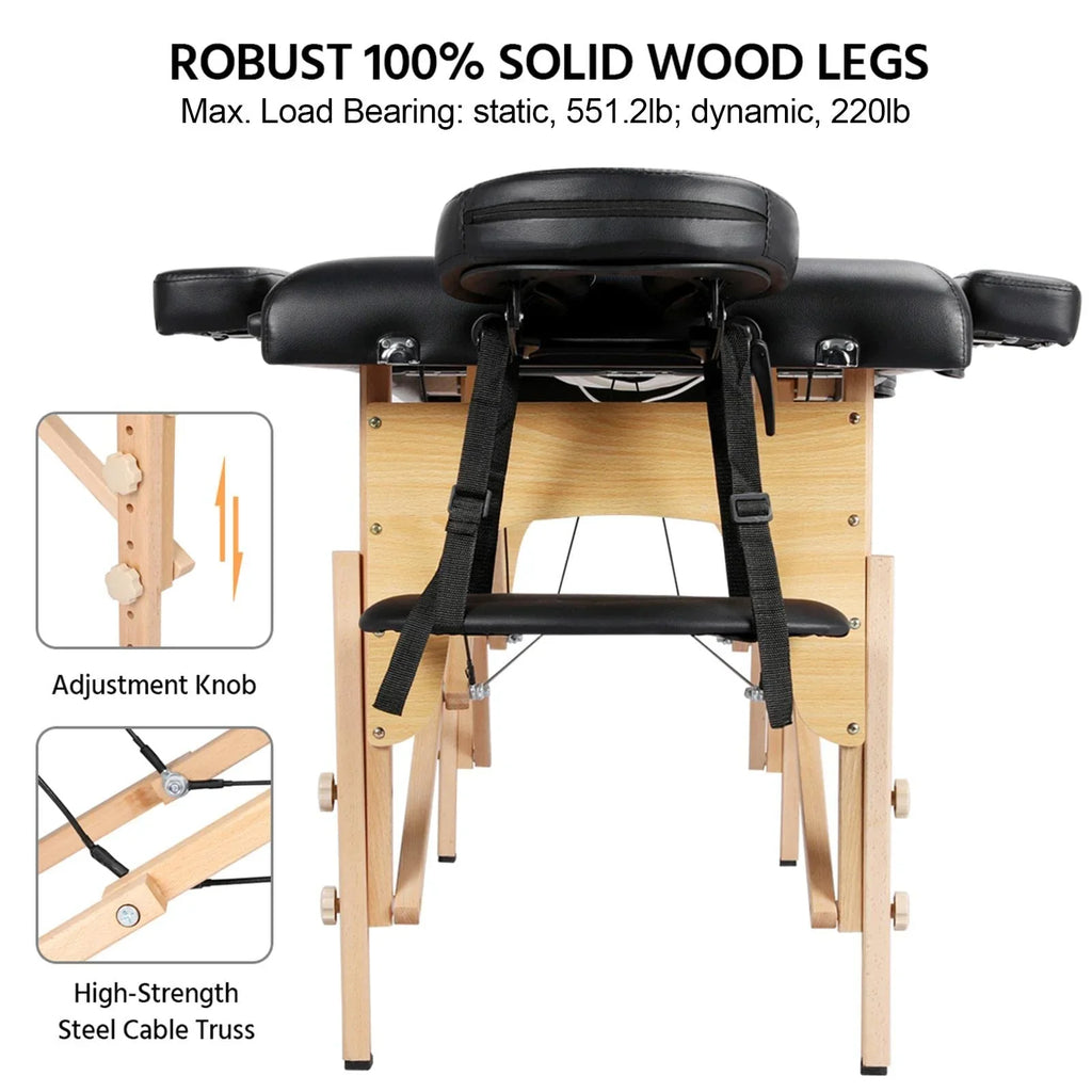 Yaheetech Portable Foldable Massage Table With Adjustable Headrest - 25in To 33.3in