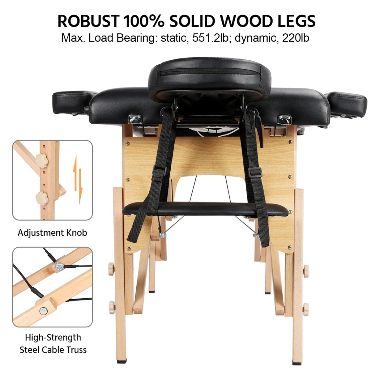 Yaheetech Portable Foldable Massage Table With Adjustable Headrest - 25in To 33.3in