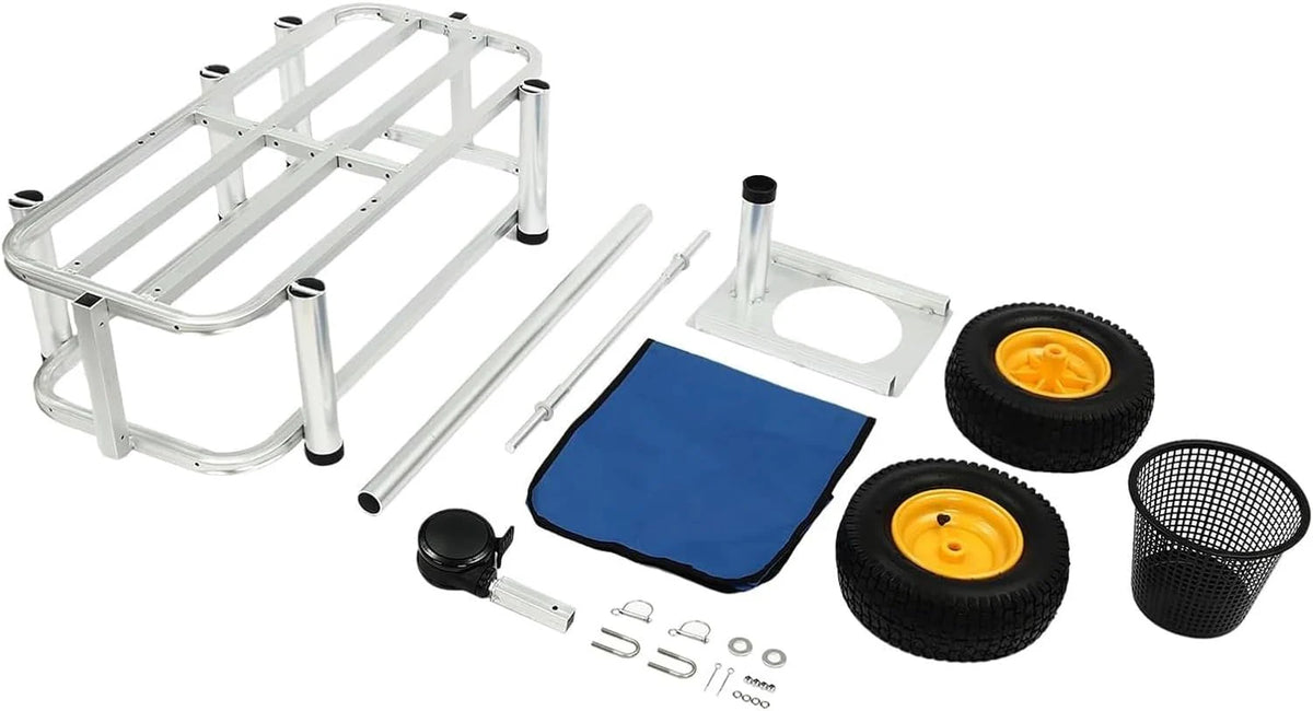 Fishing Beach Cart Wagon With Pneumatic Tires, Cargo Basket And 176lbs Load Capacity