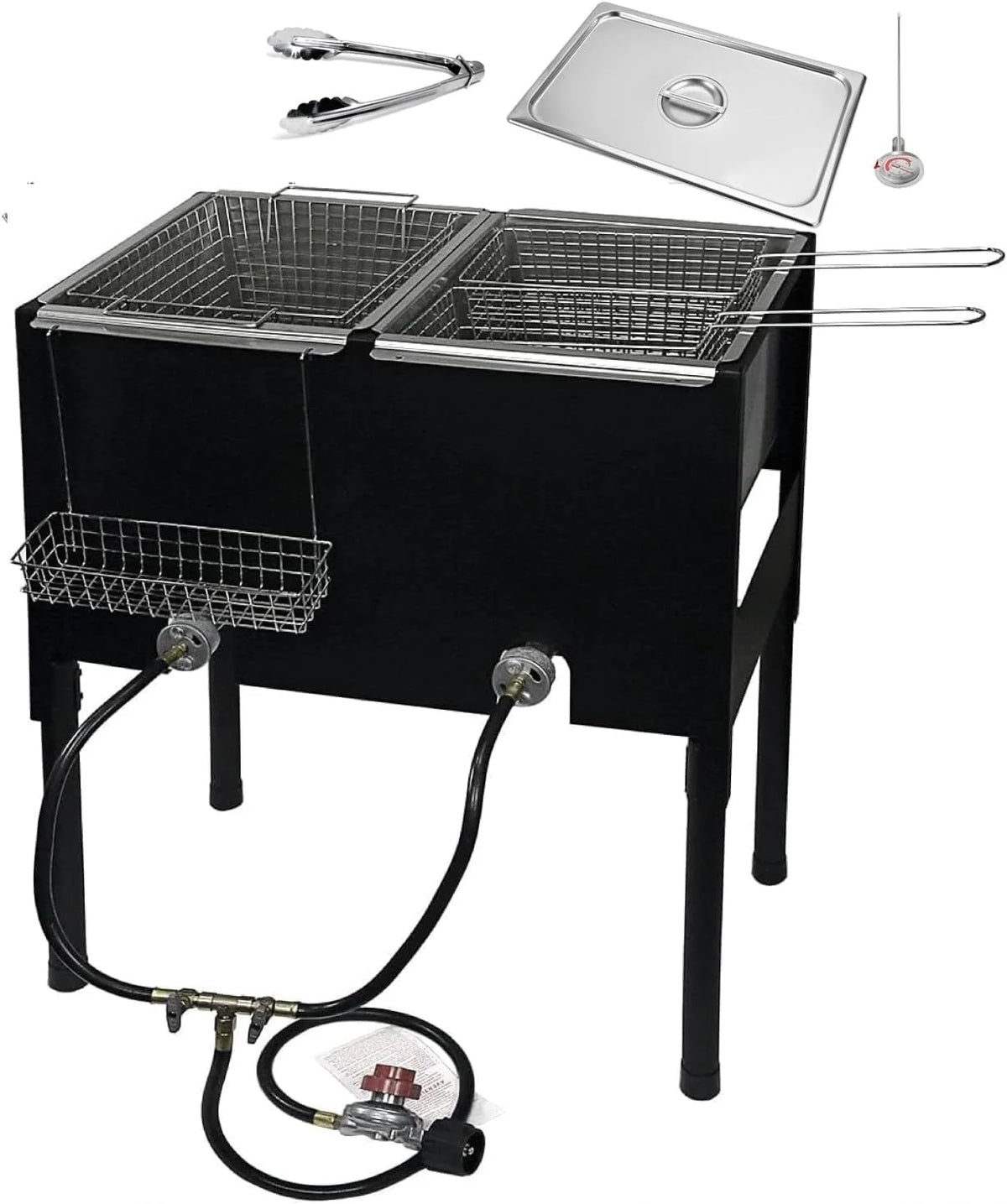 3-Basket Stainless Steel Propane Deep Fryer - 6 L