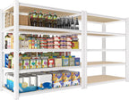 White Adjustable Storage Rack, 28 inch W x 12 inch D x 59 inch H, 5 Shelves - 4-Piece Set