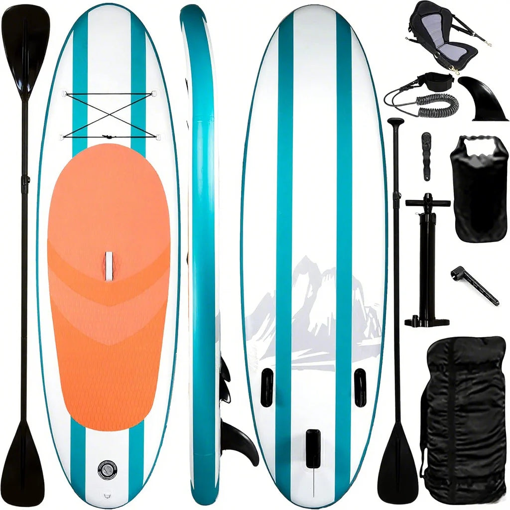 Inflatable Stand Up Paddle Board, 120 x 33 x 0.04 inches, Aqua With Kayak Seat