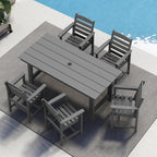 SERWALL 7-Piece HDPE Patio Dining Set, Aruba, 66.9in D x 32.2in W x 29.1in H