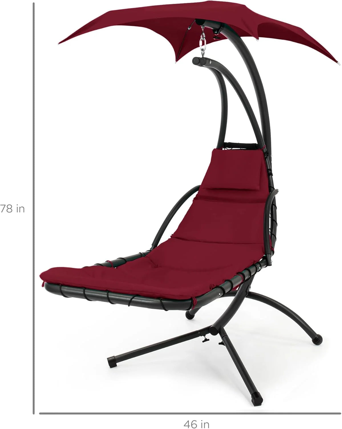 Best Choice Products Outdoor Hanging Steel Chaise Lounge Chair With Canopy, Charcoal Gray - SKY5871