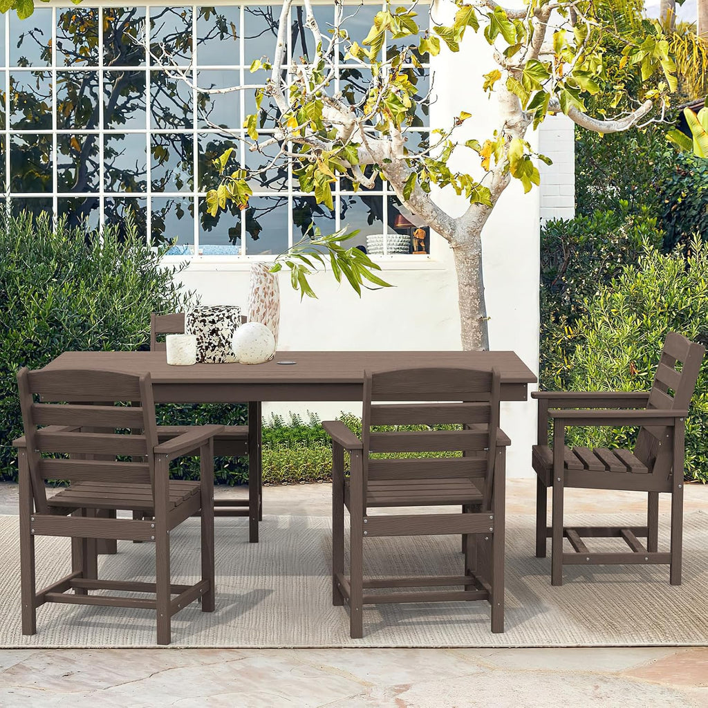 SERWALL 7-Piece HDPE Patio Dining Set, Aruba, 66.9in D x 32.2in W x 29.1in H