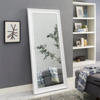 Full Length Oversized Rectangle Wall Mirror With Smooth Faux Wood Frame