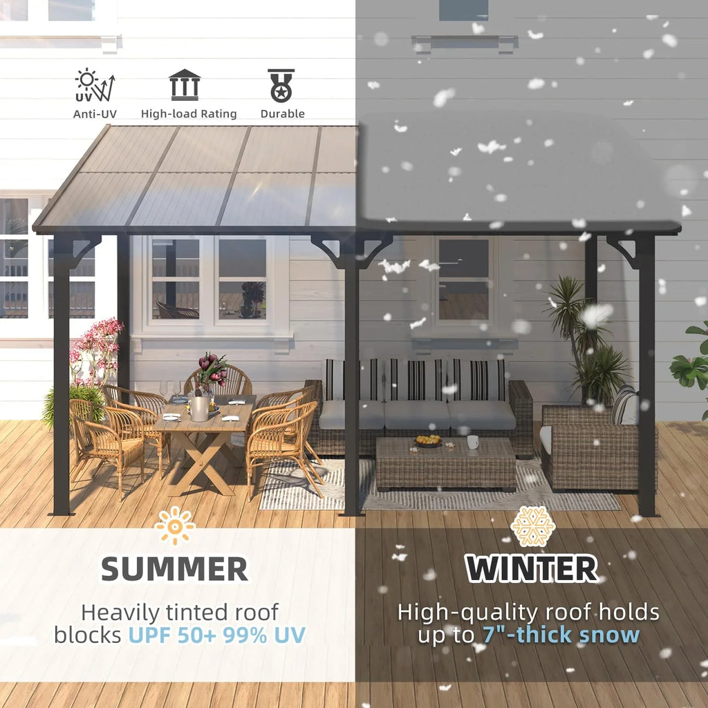 AECOJOY 14' x 10' Patio Gazebo With Roof, Dark - 168in x 120in x 98.4in