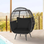 Oversized Wicker Egg Chair With 4 Cushions, 43 x 32.5 x 57 in