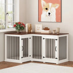 L-Shaped Corner Dog Crate Furniture For 2 Dogs, 58.7 x 41.1