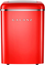 Galanz Portable Countertop Ice Maker, 26 lbs in 24 Hours, 9 Bullet Cubes in 9 Minutes, 2 Ice Sizes, 2.1 L, Retro Red