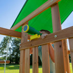 Backyard Discovery Mount Mckinley Cedar Wood Swing Set With Wave Slide, Play Deck And Sandbox Area