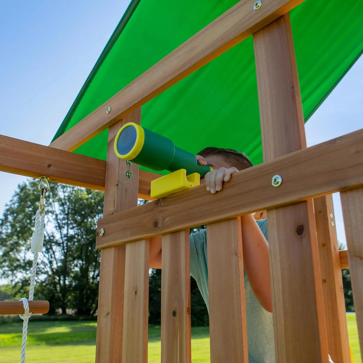 Backyard Discovery Mount Mckinley Cedar Wood Swing Set With Wave Slide, Play Deck And Sandbox Area