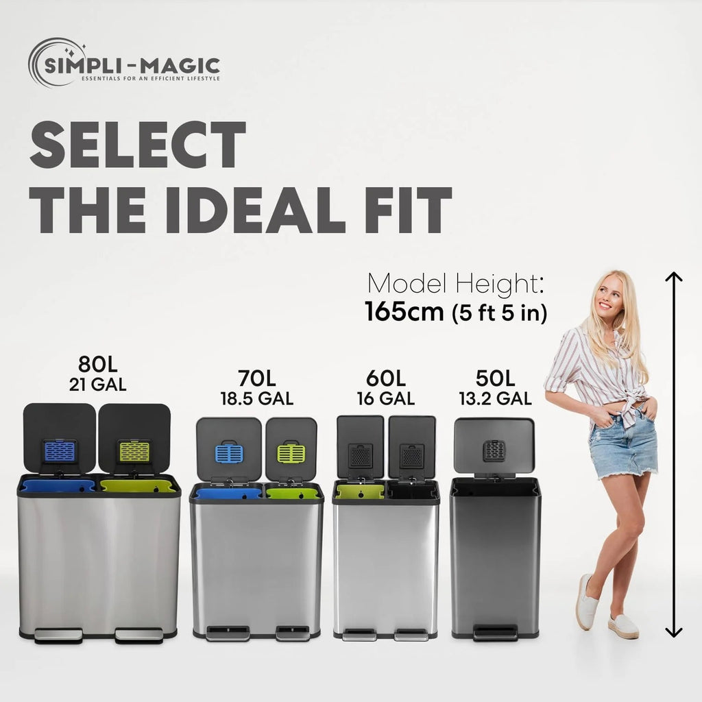 13.2 Gallon Stainless Steel Step Kitchen Trash Can With Odor Control