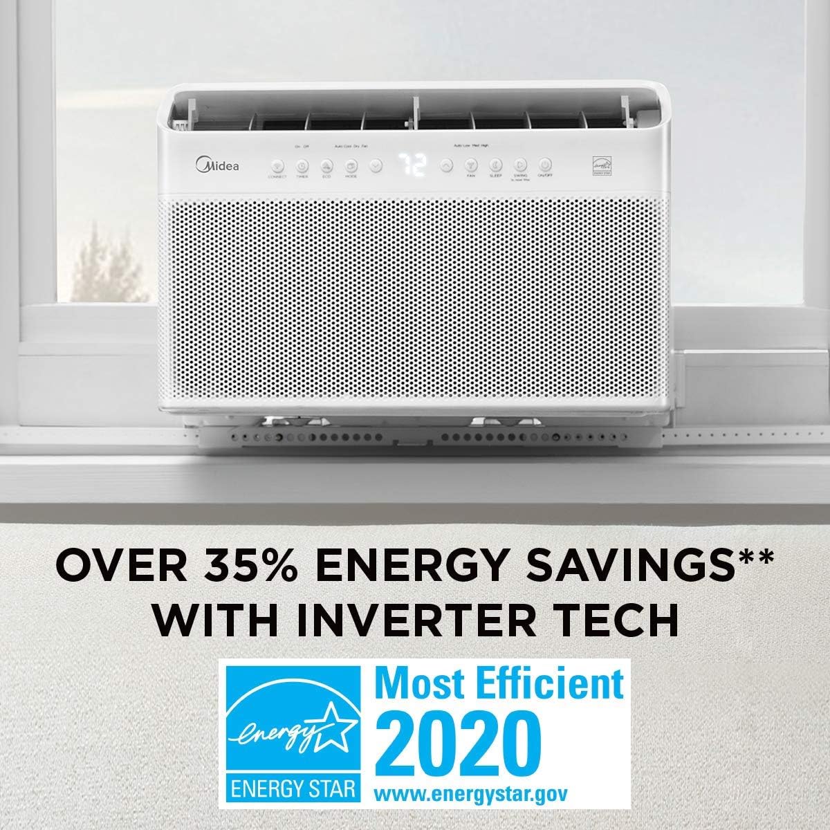 Midea U-Shaped Inverter Window Air Conditioner, 12,000 BTU, White - MAW12V1QWT-cr Renewed