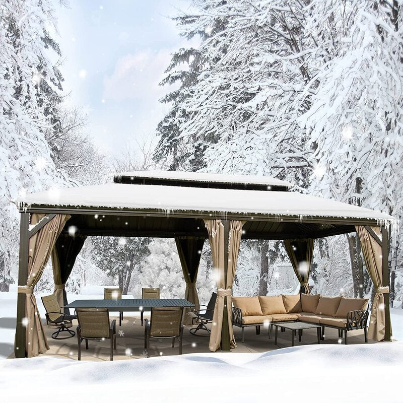 Calaro Galvanized Steel Patio Gazebo, 19.5 Ft. W x 11 Ft. D