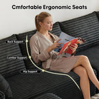 Settab Modular Sectional Sofa, 2 Seater Left-Facing Chaise, Black, 68.9 inch D x 107.5 inch W x 36.3 inch H