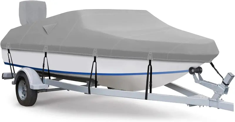 Fuprosico 600D Waterproof Winter Boat Cover With Motor Cover, 17-19 ft