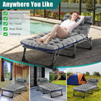 Slsy 5-Position Adjustable Folding Lounge Chair And Cot - 75.2" x 25.6" x 11.8"