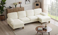 110in U-Shaped 4-Seat Sectional Sofa With Double Chaise - Chenille Beige